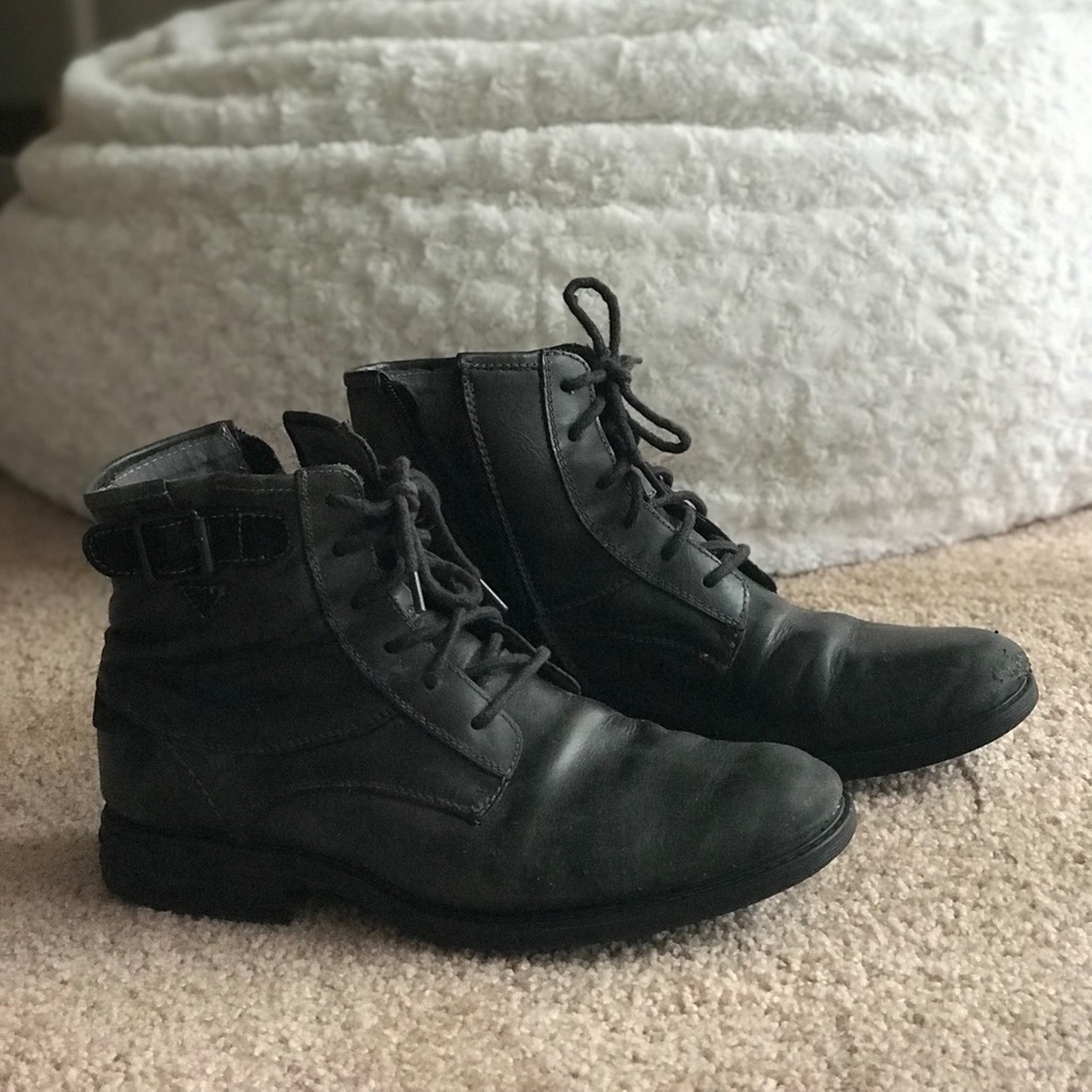Steve Madden Men Buckle Strap & Zipper Boots